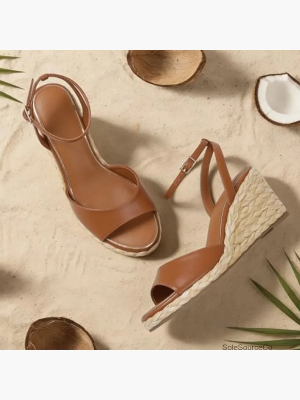 Raffia Espadrille Platform Wedge Sandals Ankle Strap Summer Comfort Heels 3in